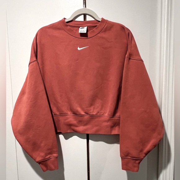 NIKE Sportswear Womens Oversized Crop Crewneck Sweatshirt, Size XS, Madder Root - Picture 12 of 15